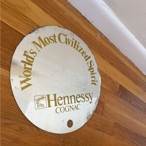 Hennessey Cognac "World's Most Civilized Spirit" Mirror Barrel End Round Vintage